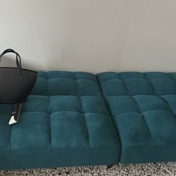 Futon Sofa Bed 76.8” Couch - Cloud Gray, Faux Leather