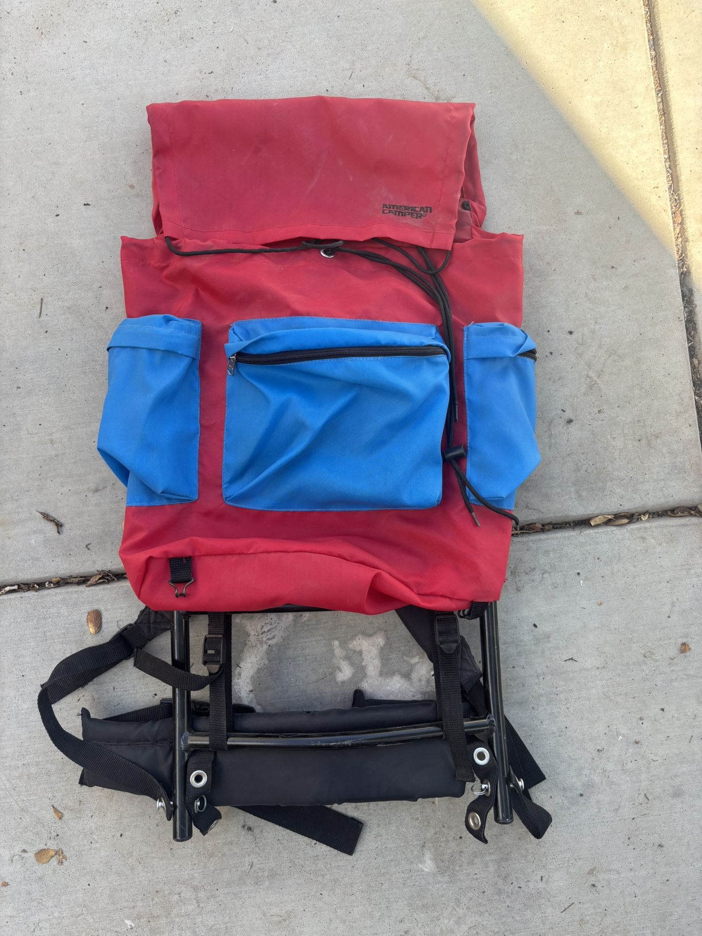 American Camper Games Unisex Vintage Aluminum Frame Nylon Backpack
