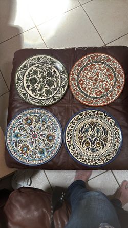 Set Of 4 Ceramic Plates From Hebron