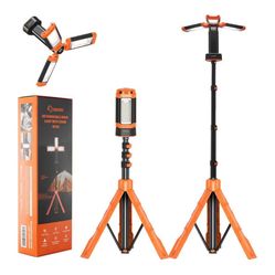 Portable Camping Light with Stand 73.2" Rechargeable Work Light 800/3200 Lumen 4000/6500K Dimmable Emergency Flashlight for Garage, Outdoor Work, Powe
