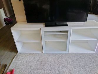 White TV Stand with glass doors