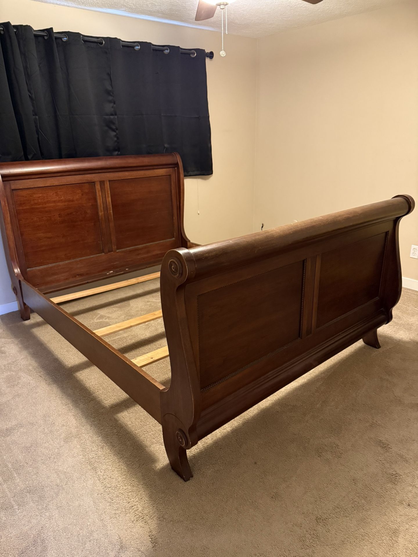 Queen Mahogany Sleigh Bed Frame- Needs Refinished
