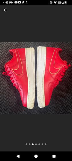 Women's 8.5 Red & Gold Nike Air Force 1 Nikes