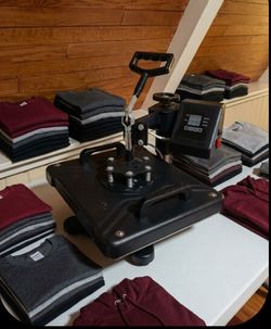 COMPLETE VEVOR DIGITAL HEAT PRESS SYSTEM + APPAREL STOCK