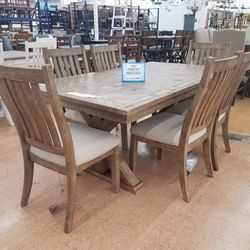 Grindleburg Light Brown Rectangular Dining Room Set (SOFA and LOVESEAT