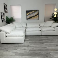 SECTIONAL MODULAR 4PCS COUCH WHITE NIXON FABRIC - LIKE NEW - FREE DELIVERY 