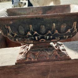 Nice Antique Cast Iron Pedestal Planter 