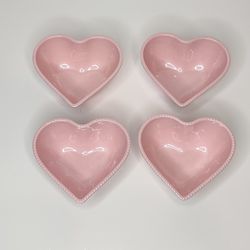 Jessica Simpson Pink Glitter Heart Shaped Melamine Bowl Set 