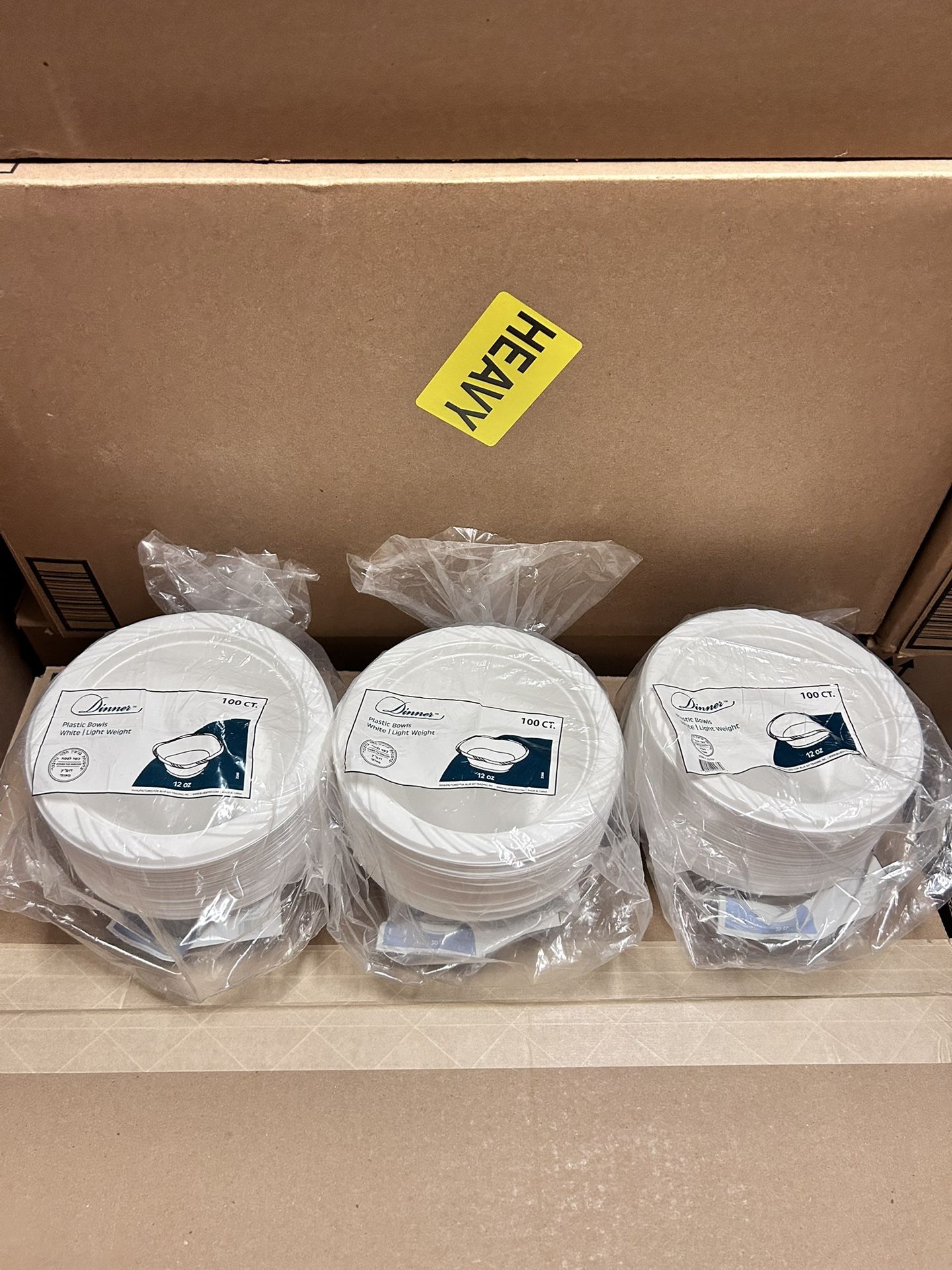 3 Set Plastic Bowls for Parties, White, Light Weight 100ct each set (300 bowls total)