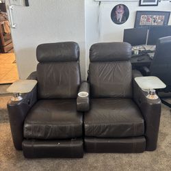 Cinepolis Movie Theater Luxury Recliner Loveseat - Brown Leather