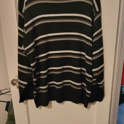 Men's Black And Grey Striped Sweater Size XL