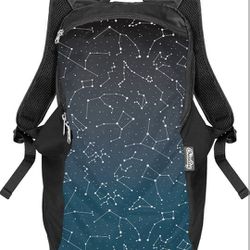ChicoBag Travel Pack rePETe Packable Recycled 15 L Backpack. 3 Deep Pockets. Night Sky Constellation. adjustable sternum strap. breathable shoulder st