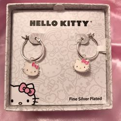Hello Kitty Pink Silver hoop earrings