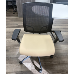 Mesh Back Task Chair – Tan Seat, Adjustable Arms (Ask Us the Price!)