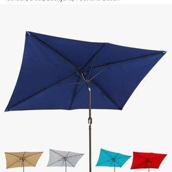 Blissun Rectangular Patio Umbrella, Table Market Umbrella with Tilt