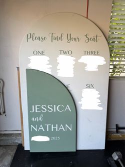 Wooden Arch Signs Made from Wood with fold out legs for wedding or birthday signs and backdrops