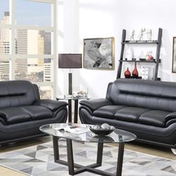 New Black Sofa And Loveseat 