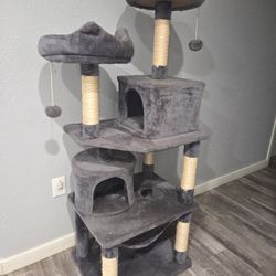 5ft Tall Cat Tree Bluish Grey 