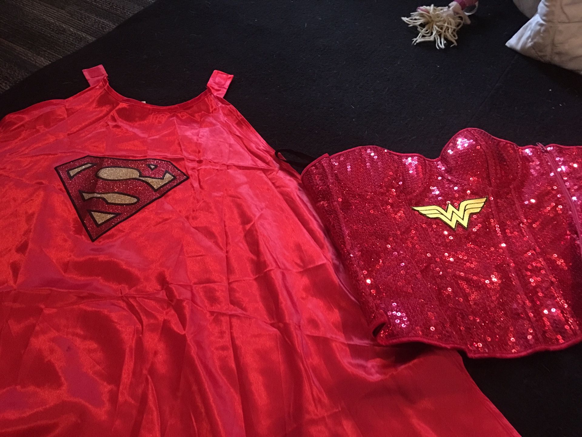 Wonder women corset Halloween costume and Superman cape