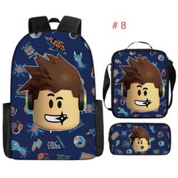 3 set cartoon Roblox Game Dreamy Children KidsCollege Backpack 3 Pieces Set 2024