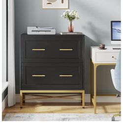 J0243 2 Drawer File Cabinet, Modern Wood Lateral Filing Cabinet for Letter/Legal/A4 Size, Large File Storage Cabinets Printer Stand with Storage for H