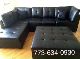 Black Leather Sectional Sofa Couch!!Brand new free delivery