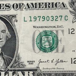 March 27 1979 Anniversary/Bday Fancy Serial $1 Dollar Bill