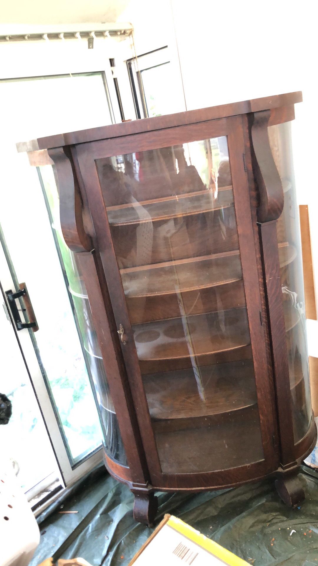 Antique Curved Glass China Cabinet