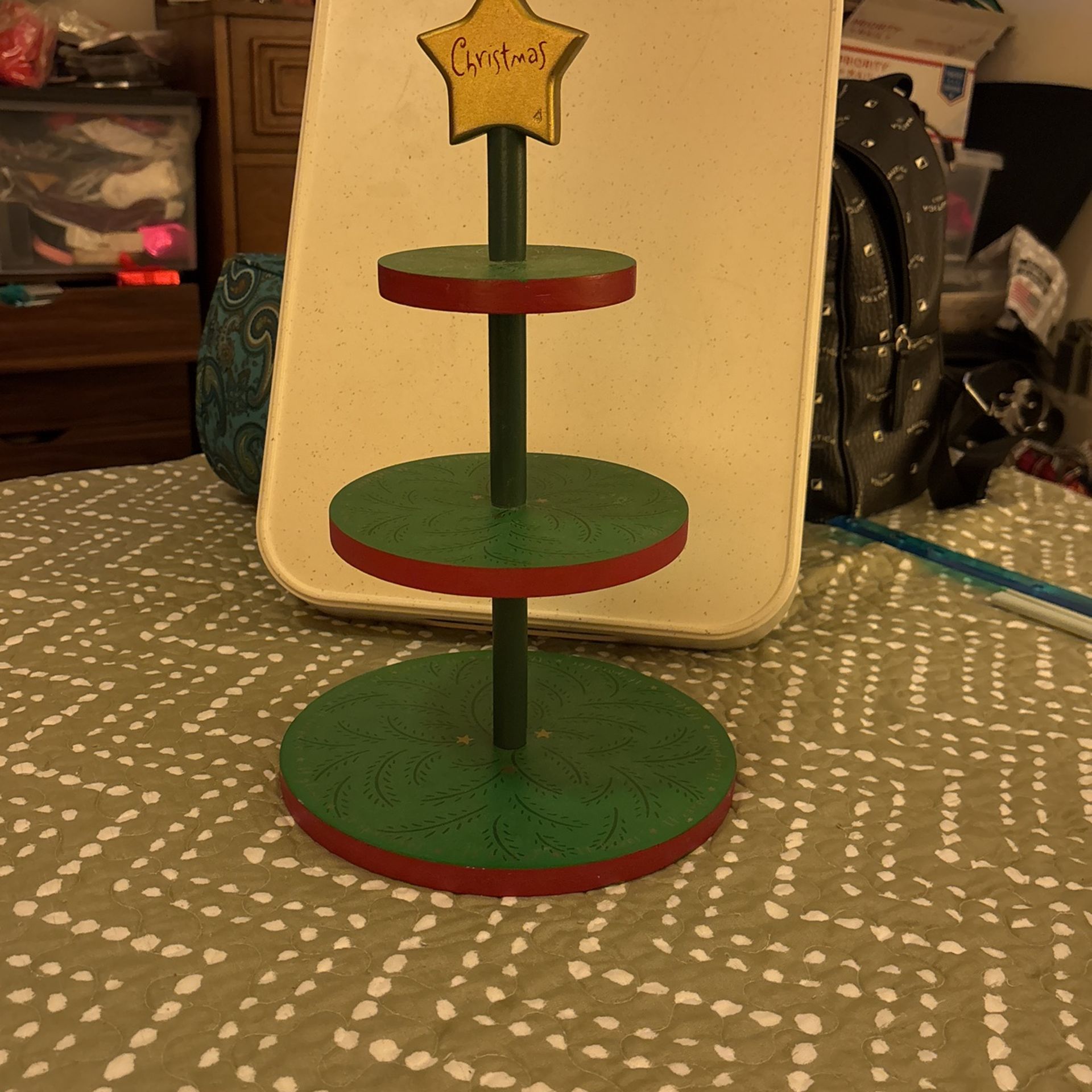 Vintage Hallmark  Three Tiered Christmas Tree  Ornaments Stand Or Display