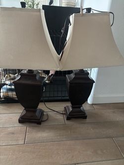 Pair of Dark Bronze Urn Table Lamps