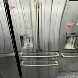 Stainless Steel 4 Door Cafe Refrigerator LED Lighting 