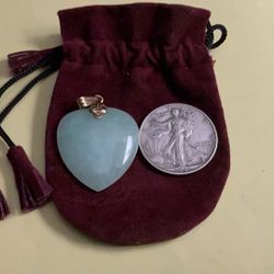 Lg. Jade Heart w/14k Pendent