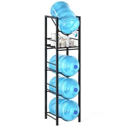 Eocnrhe 2-In-1 5 Gallon Water Jug Holder, 5 Tier Water Jug Stand Holder With 1 Dispenser Valves, 5 Gal Water Bottle Storage Rack Organizer For Kitchen