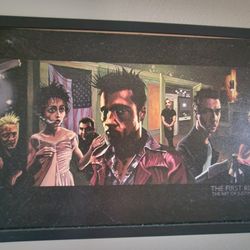 Art Poster Framed Painting Of The Iconic Movie Fight Club Pitt,Norton Bonham Carter,Leto