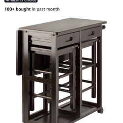 Like New Space Saving Compact Dining Table With Chairs Set In Espresso Brown