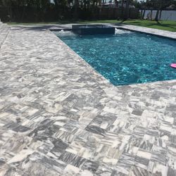6x12 OCEAN BLUE 1” TUMBLED MARBLE PAVER