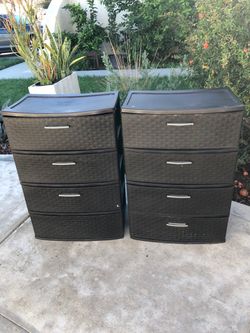 Plastic 4-Drawer Storage Units Set of 2