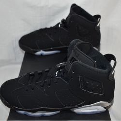 Nike Air Jordan Retro 6 Black GS Metallic Silver Chrome 