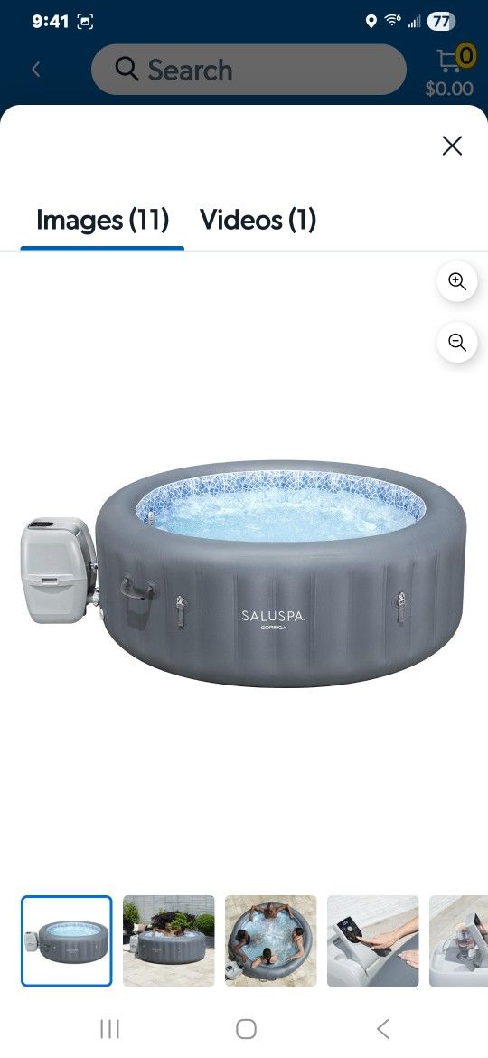SaluSpa Corsica Energy-Saving Smart AirJet Inflatable Hot Tub, 77" x 28"