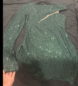 Emerald Green Ladies Sequin Party / Prom Dress