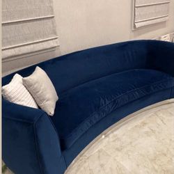 Meridian Julian collection navy velvet sofa