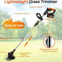 Cordless Rechargeable Wireless Weed / Grass Trimmer / Mower w/ 2 Lithium Batteries & Accessories [NEW IN BOX] **Retails for $90