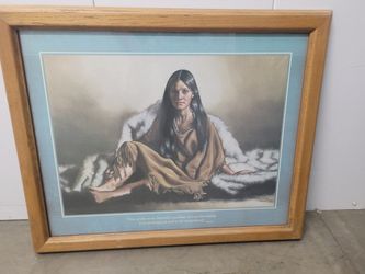 "Alawa-sta-weches" Art Print by P. Cross in Wood Frame