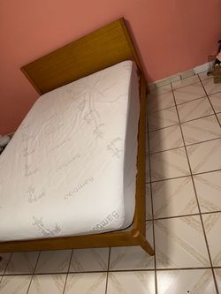Wood Bed Frame with Memory Foam Mattress
