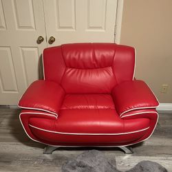 Red leather sofa chair