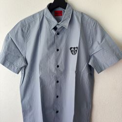 Hugo Boss Short Sleeve Button Down Shirt Blue Size Médium 