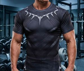 🎃 Black Panther 3D Armor Compression Tee | Instant Superhero Halloween Costume - S