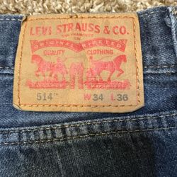 Levi's 514 Straight Fit Blue Jeans Mens Size 34x36