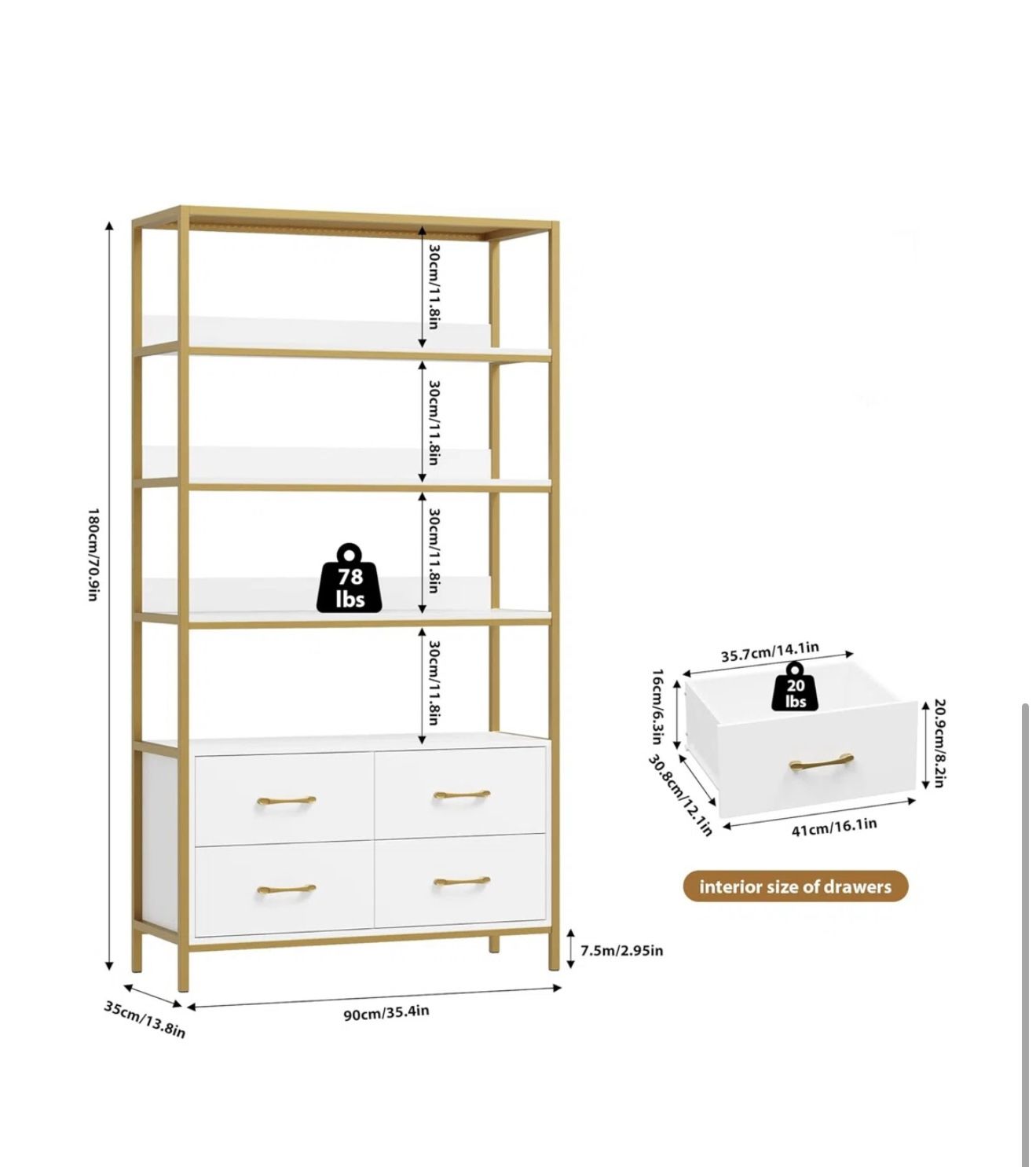 Brand new!  bookcase with drawers
