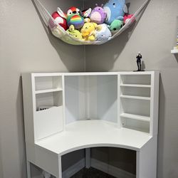 WHITE IKEA KALLAX SHELF & THE MICKE CORNER WORKSTATION/DESK